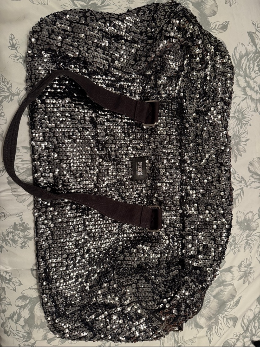 PINK Victoria's Secret Black Sequin Travel Tote